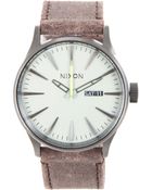 Nixon Sentry Leather Watch - Lyst