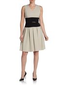 Calvin Klein Belted Colorblock Fit-And-Flare Dress - Lyst