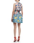 Mary Katrantzou Silver Floss Bejeweled Bow Cropped Top Orangeaqua - Lyst