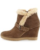 Aquatalia Carlotta Faux-Fur Lined Suede Wedge Ankle Boot - Lyst