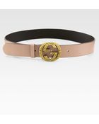 Gucci Leather Studded Gg Belt - Lyst