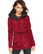 Jessica Simpson Hooded Belted Puffer Coat - Lyst