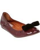 Lanvin Velvet Bow-Embellished Ballet Flats - Lyst