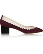 Chloé Leather-Trimmed Suede And Mesh Pumps - Lyst