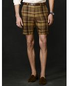 Ralph Lauren Purple Label Plaid Linen Harrison Short - Lyst