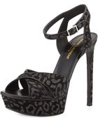 Saint Laurent Bianca Suede Leopard-Print Platform Pump - Lyst