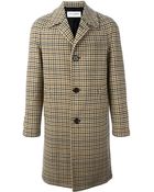 Saint Laurent Houndstooth Overcoat - Lyst