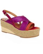 Lanvin Satin Wedge Espadrille - Lyst