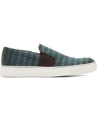 Lanvin Green Jacquard Slip_On Sneakers - Lyst