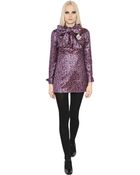 Saint Laurent Lurex Techno Jacquard Bow Collar Dress - Lyst