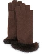 Portolano Mink-Trim Fingerless Cashmere Gloves - Lyst