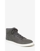 Express Gray Perforated Leather High Top Sneaker - Lyst