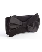 Valentino Black Satin Bow Detail Clutch - Lyst