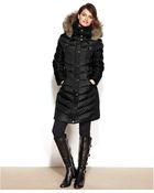 Michael Kors Michael Petite Faux-Fur-Trim Hooded Puffer Down Coat - Lyst