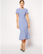 Asos Pencil Dress With Peplum Hem In Texture - Lyst