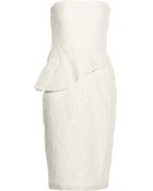 Badgley Mischka Pleated Matelassã© Peplum Dress - Lyst