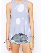 Asos Swing Vest In Bleach Wash And Dipped Hem - Lyst