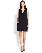 Vince V-Neck Contrast Dress - Lyst