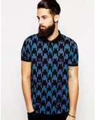 Asos Polo Shirt With Exploded Dogstooth Print - Lyst