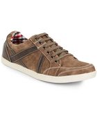 Ben Sherman Knox Leather-Trimmed Faux Suede Sneakers - Lyst