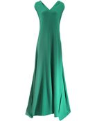 Rochas Pleated Vneck Gown - Lyst