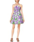 Michael Kors Lilac-Print Cotton Halter Dress - Lyst