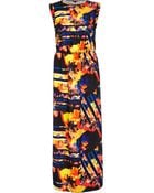 River Island Black Abstract Print Roll Sleeve Maxi Dress - Lyst