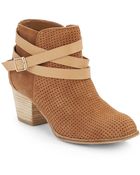 Dolce Vita Jevey Perforated Suede Ankle Boots - Lyst