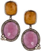 Bavna Multi-Colored Sapphire Drop Earrings - Lyst