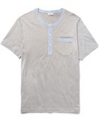 Zimmerli Fine-Stripe Mercerised Cotton And Chambray Henley T-Shirt - Lyst