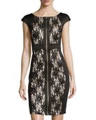Jax Zippered Lace Panel Cocktail Dress - Lyst