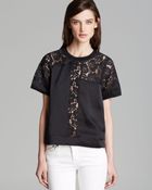 Rebecca Taylor Top Short Sleeve Lace Inset - Lyst