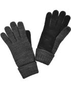 Stefanel Short Leather Moss Stitch Gloves - Lyst