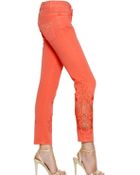 Blumarine Lace Insert Cotton Denim Jeans - Lyst