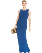 Alex Evenings Sleeveless Bead-Trim Draped Gown - Lyst