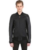 Gareth Pugh Leather & Stretch Denim Bomber Jacket - Lyst