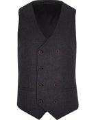 River Island Grey Double Breasted Waistcoat - Lyst