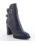 Tod's Navy Leather Double Buckle Detail Boots - Lyst