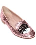 Chiara Ferragni 10Mm Blink Eye Glitter Loafers - Lyst