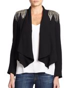 Haute Hippie Chain Fringe-Trim Silk Blazer - Lyst