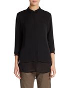 Halston Heritage Double-Layered Silk-Crepe Blouse - Lyst