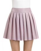 Alice + Olivia Box Pleat Leather Skirt - Lyst