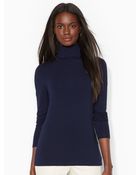 Lauren by Ralph Lauren Stretch-Jersey Turtleneck Top - Lyst