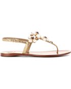 Tory Burch Jameson Embellished Leather Sandals - Lyst