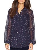 Ralph Lauren Lauren Sheer Print Silk Blouse - Lyst