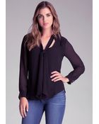 Bebe Tie Neck Blouse - Lyst