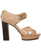Tod's 100Mm Leather Chained Sandals - Lyst