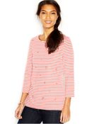 Maison Jules Three-Quarter-Sleeve Striped Metallic-Dot Top - Lyst