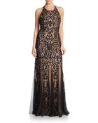 Adrianna Papell Embellished Halter Gown - Lyst