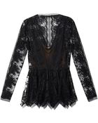 Oscar de la Renta Floral-Lace Peplum Top - Lyst